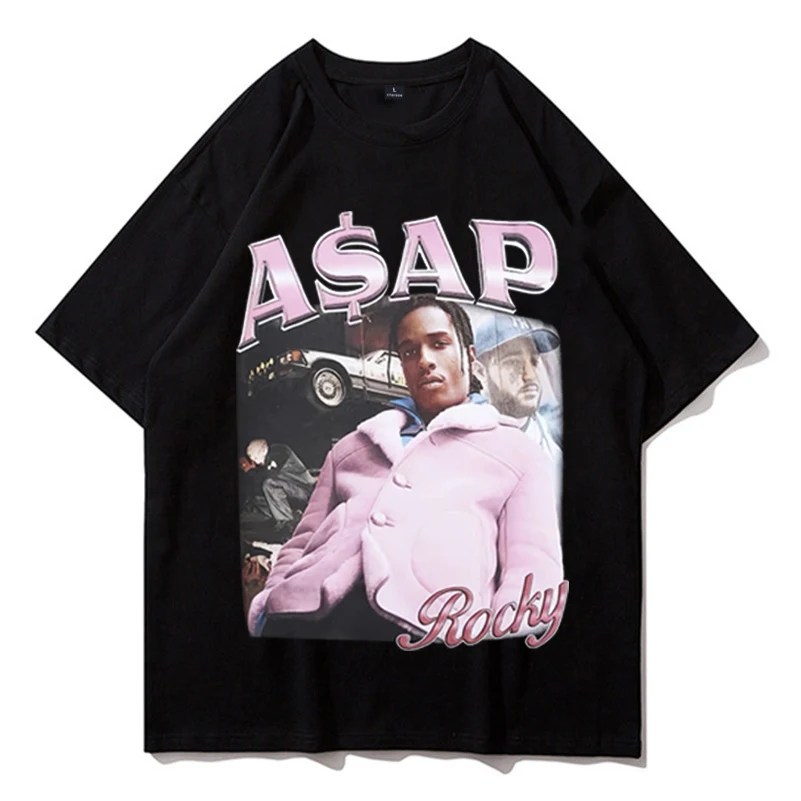 Asap Rocky Harajuku футболка для мужчин 2021 летняя одежда в стиле хип хоп футболки уличном