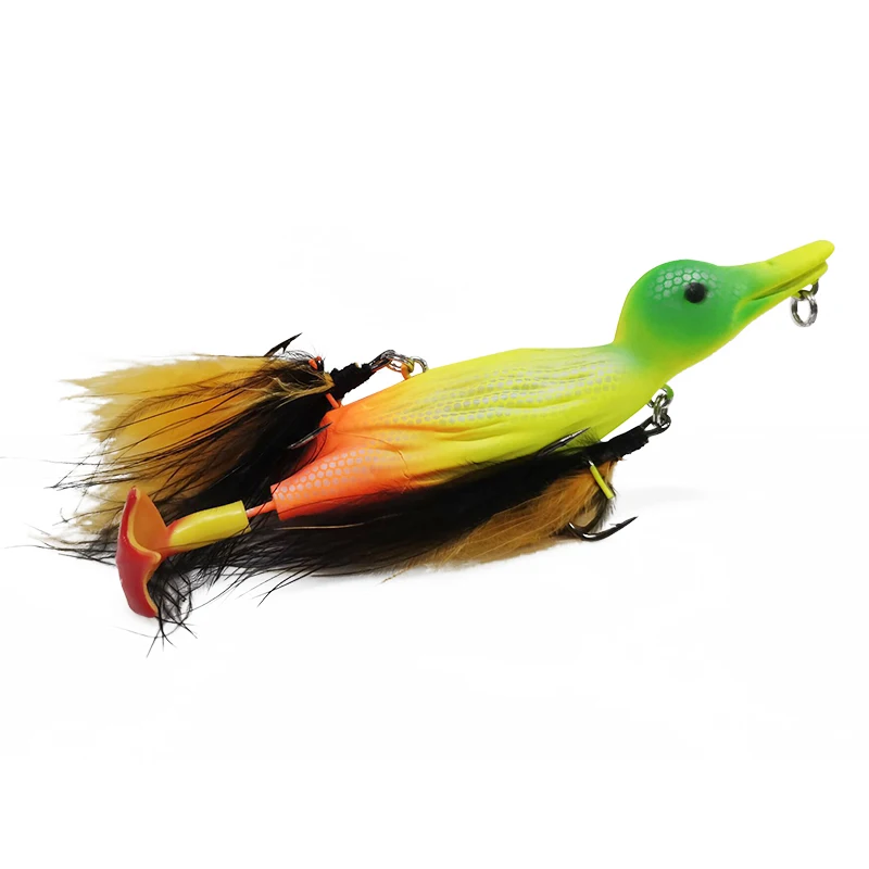 

LUTAC Floating Duck Fishing Lure 105mm 29g Top Water Sea Bass Tackle Hard Plastic Stimulated Bait With Feather Hook
