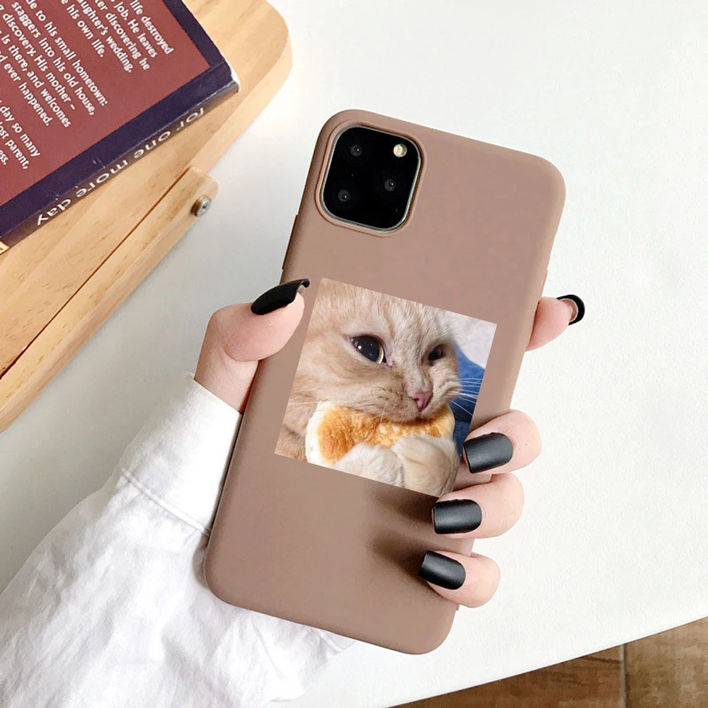 Матовый чехол для телефона iPhone 12 6S 7 7Plus 8 8Plus X XS Max XR SE 2020 мягкий из ТПУ с милым котом
