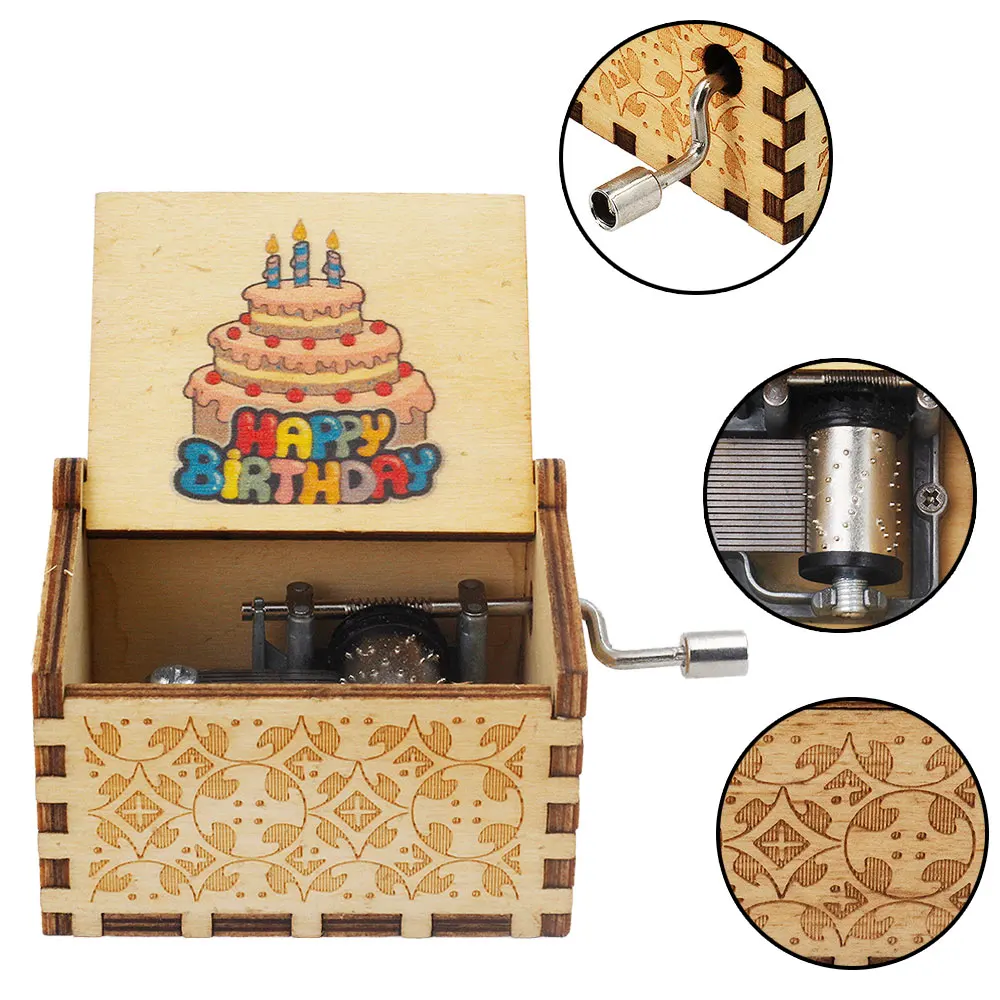 Прямая поставка деревянная резная музыкальная шкатулка Музыкальная с ручным