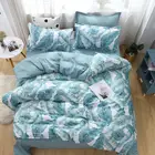 Пододеяльник 220x240 Наволочка 3Pcs175x220 Стёганое Одеяло Обложка с изображением зеленых листьев и узор покрывало, набор постельного белья Queen King набор, Одеяло крышка