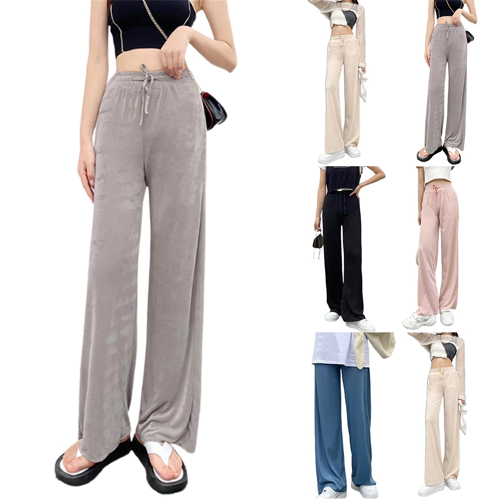 

Женские повседневные Бархатные однотонные брюки на шнуровке, модные широкие брюки, модель Y2k на лето, 2021