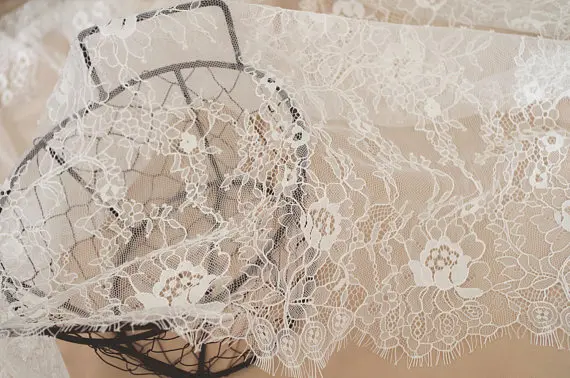 

3 yards Eyelash Lace Fabric Off White Lady Girls Dress Making Lace JM0427