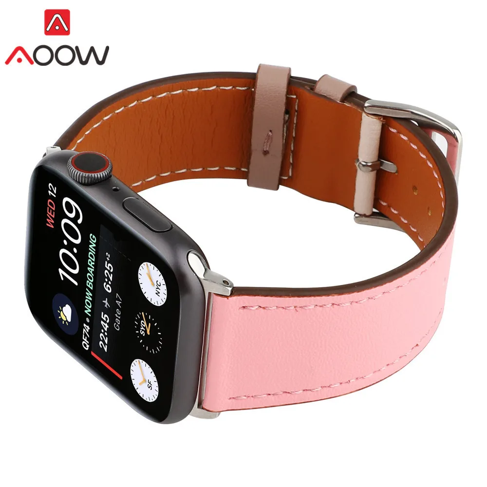 Ремешок для часов из натуральной кожи для Apple Watch 38 мм 40 мм 42 мм 44 мм Correa один тур круг браслет ремешок для iwatch 1 2 3 4