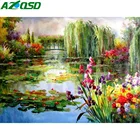 AZQSD 5d алмазная рисунок водяной лилии мозаика, алмазная вышивка полный квадратныйкруглый дрель цветок пейзаж для домашнего использования, Арт Декор