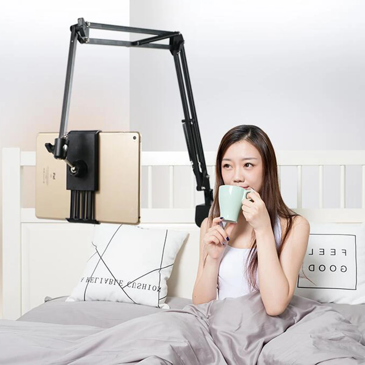 soonhua phone stand cell phone holder stands clip on flexible long arms tablet mount bracket phone holders for desk for iphone free global shipping