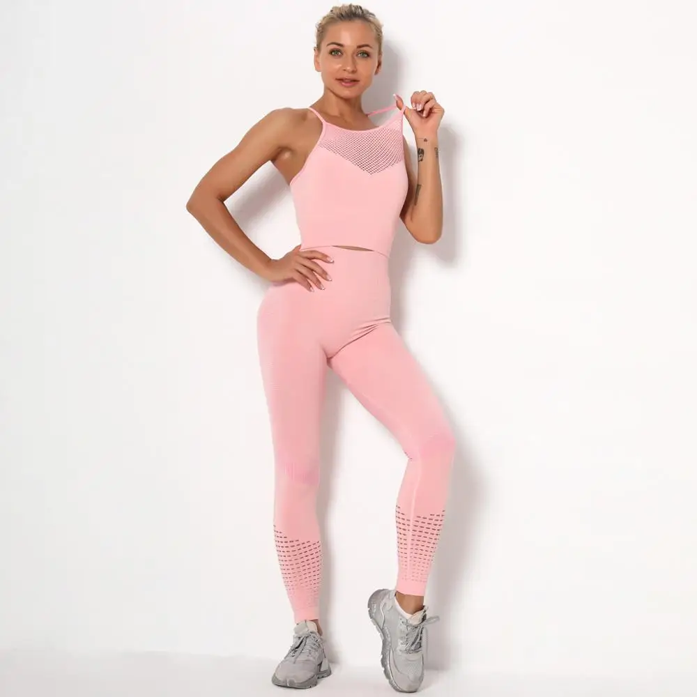 

Women's Sportswear Yoga Set Tracksuit Workout Shirt Sports Pants Gym Legging Seamless Fitness Crop Top High Waist Yoga Suit