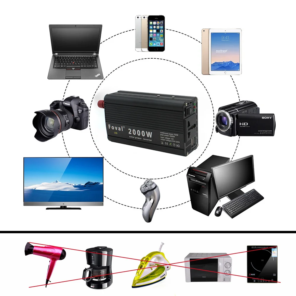 car power inverter 2000w watt dc 12v24v to ac 220v portable charger converter adapter modified sine wave power inverter free global shipping