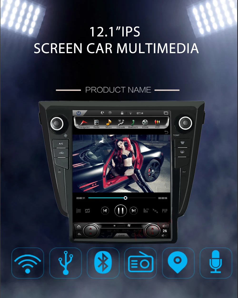 KiriNavi Telsa стиль вертикальный экран 1 Din Android 8,1 12," автомобильный DVD Радио для Nissan Qashqai X trail авто gps навигация wifi
