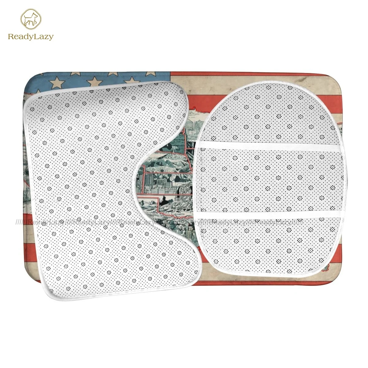 

Liberty Bath Mat 3 Piece Anti Slip Shower Bathroom Mat Set Vintage Polyester Bathroom Rug