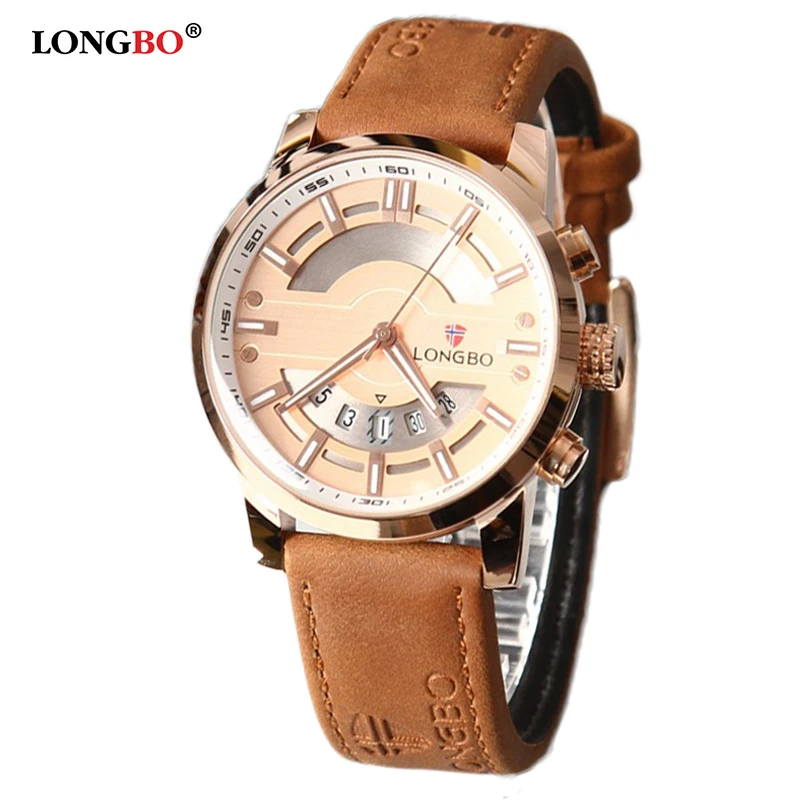 

LONGBO New Fashion Mens Watches Top Brand Luxury Men Casual Quartz Watch Leather Waterproof Wristwatch Male Relogio Masculino