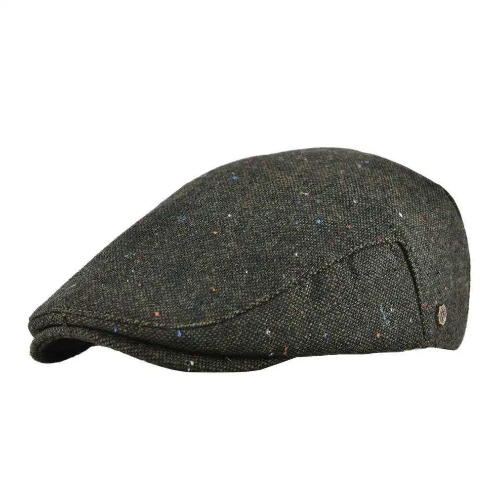 

VOBOOM Fall Winter Wool Blend Tweed Flat Cap Men Green Newsboy Caps Warm Cabbies Ivy Hat 184