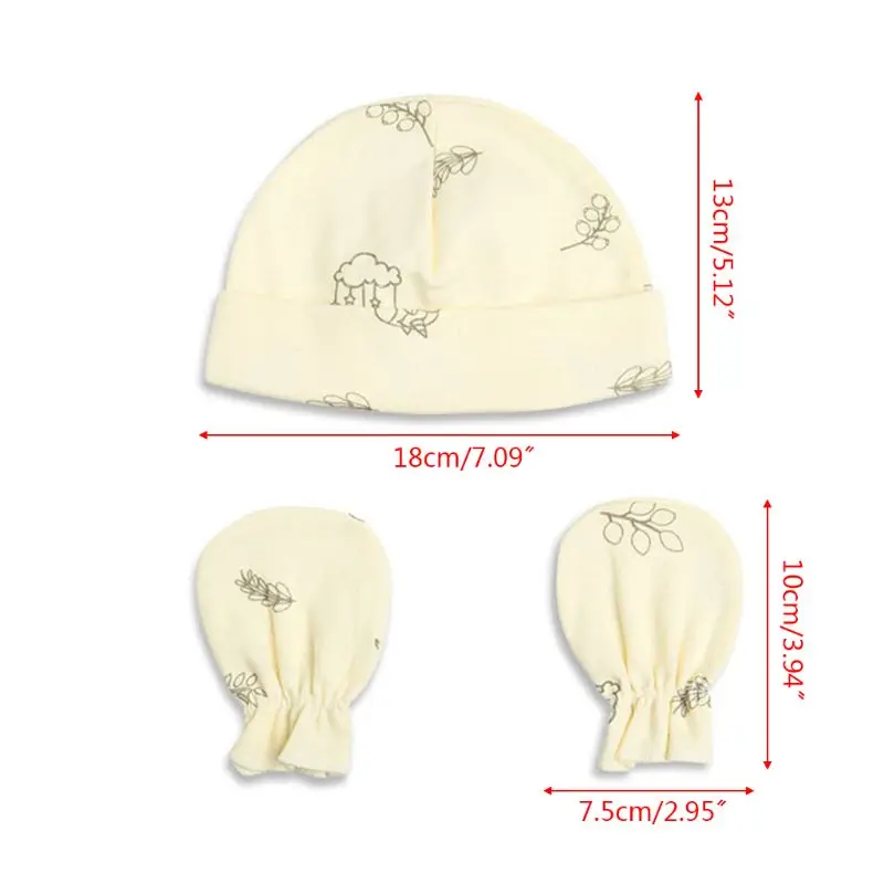 

1 Set Baby Boys Girls Hat Gloves Unisex Infants Soft Cotton Cap Anti-scratch Glove Newborn Photo Accessories