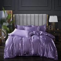 duvet cover set queen purple plain dyed bedding set pla cool fiber quilt cover fundas de edred%c3%b3n king satin polyester bed set