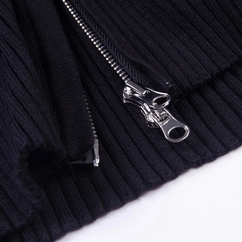 Zip Up Streetwear Cropped Knitted Sweaters Sequin Long Sleeve Front Zipper Black Harajuku Tops Cardigan Winter Clothes |