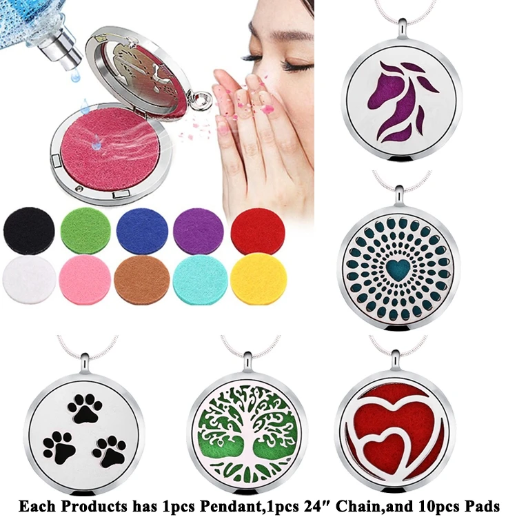 

Tree of Life Pendant Locket 316L Stainless Steel Aromatherapy Essential Oil Diffuser Necklace