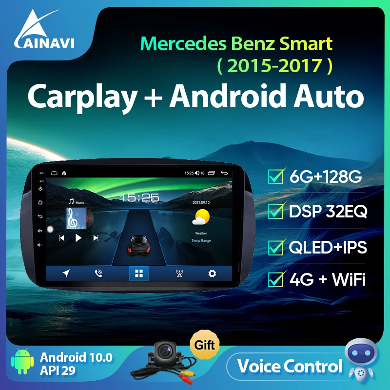 

Ainavi Car Radio Android 10.0 6+128G For Mercedes Benz Smart 2015-2017 Auto Stereo Multimedia Player Navigation Carplay NO 2din