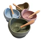 Силиконовая миска для кормления младенцев, 1 комплект, посуда, водонепроницаемая ложка, нескользящая посуда, не содержит Бисфенол А, силиконовые тарелки для младенцев, тарелка для младенцев