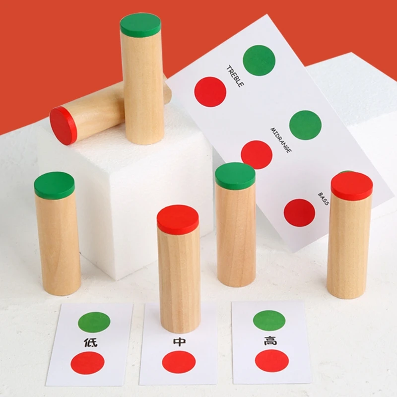 

K92D 1Set Color & Sound Matching Toy Montessori Game Board Toy Wooden Cylinder Toy