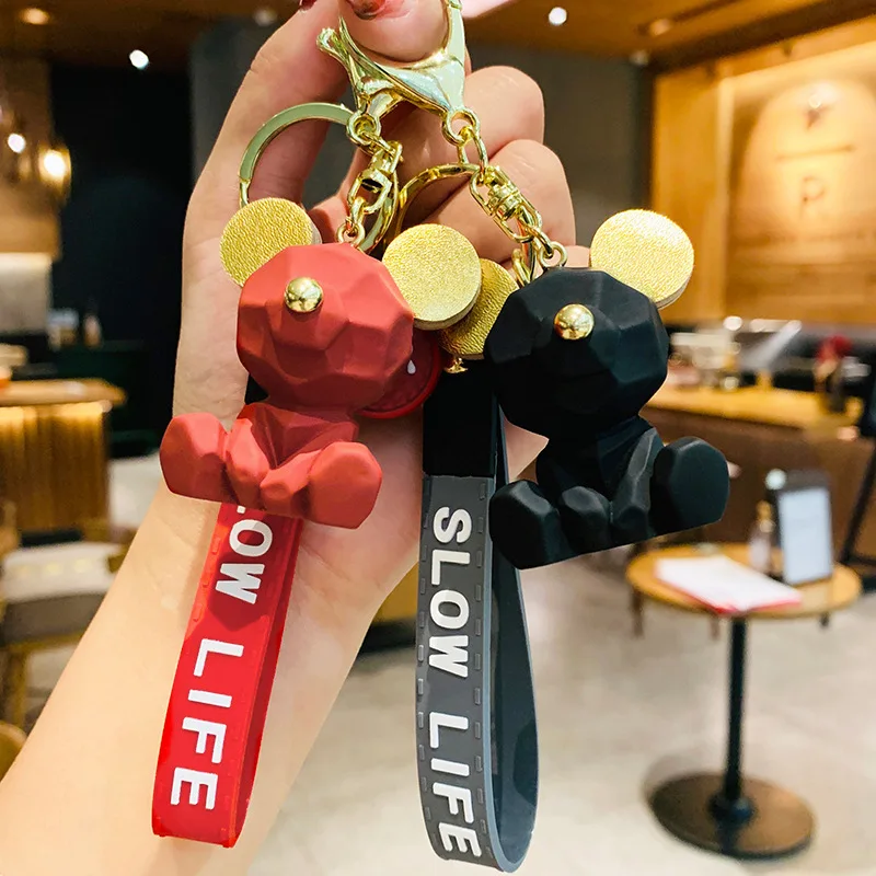 

Geometric Nordic Little Bear Keychain Creative Cartoon Dinosaur Lovely Backpack Bag Car Key Pendant Accessory Decoration Keyring