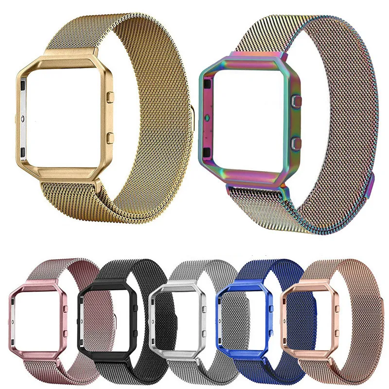 Stainless Steel Strap for Fitbit Blaze Wristbands with Protective Case Magnetic Milanese Loop Womens Mens Replacement Band | Электроника