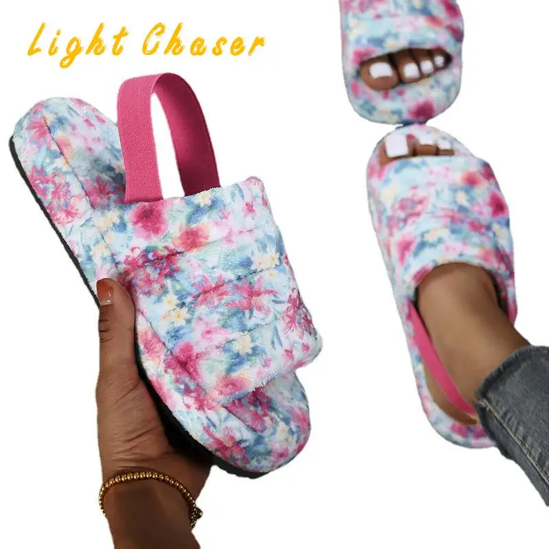 Winter Women's Shoes Thick-soled Hairy Slippers Women's Autumn New Casual Flat-bottomed Outdoor Soft-soled Warm Women's Slippers