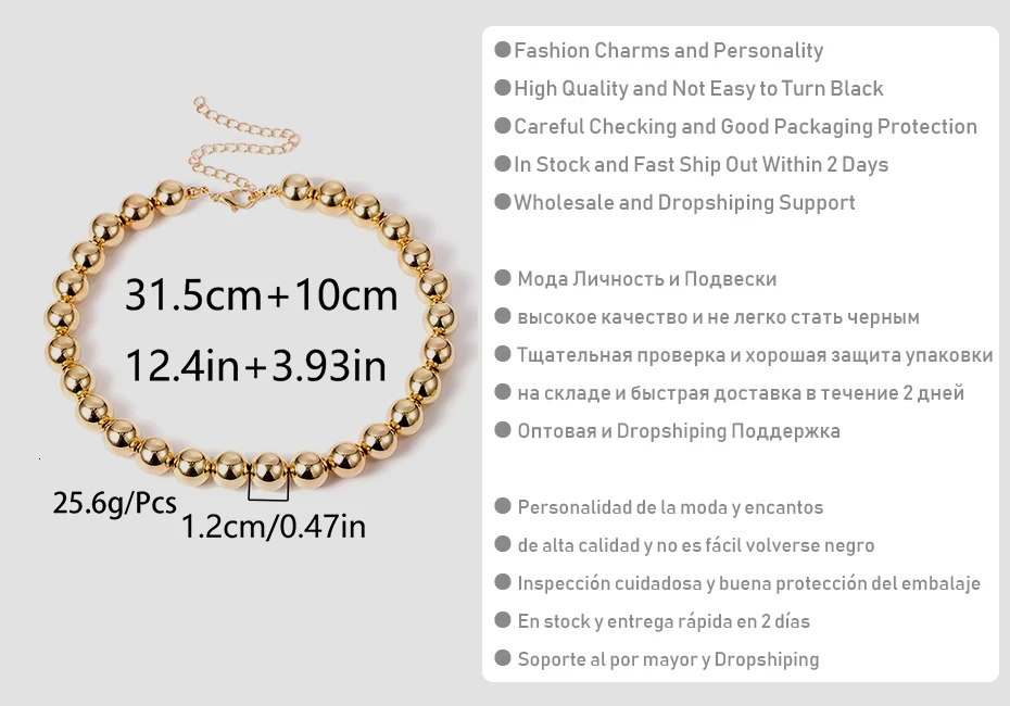 SHIXIN Punk CCB Bead Necklace for Women Gold/Silver Short Choker Necklace Fashion Simple Jewelry Checker Neck Collier Femme