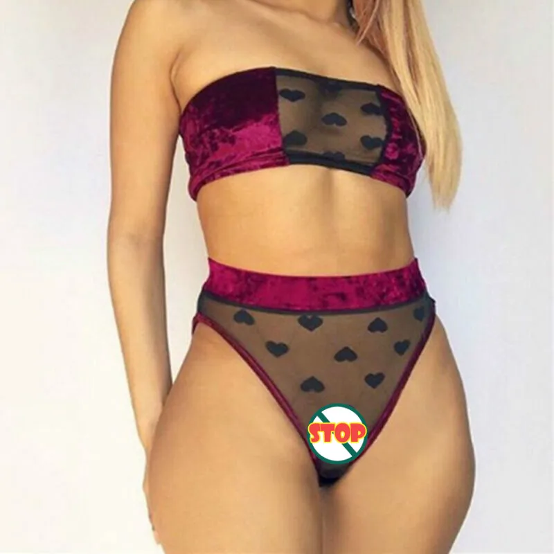 Новинка, женское бархатное кружевное нижнее белье, наборы, Babydoll, корсет, топ-труба, сетчатые трусики, ночное белье, в горошек, нижнее белье, комплект одежды для сна