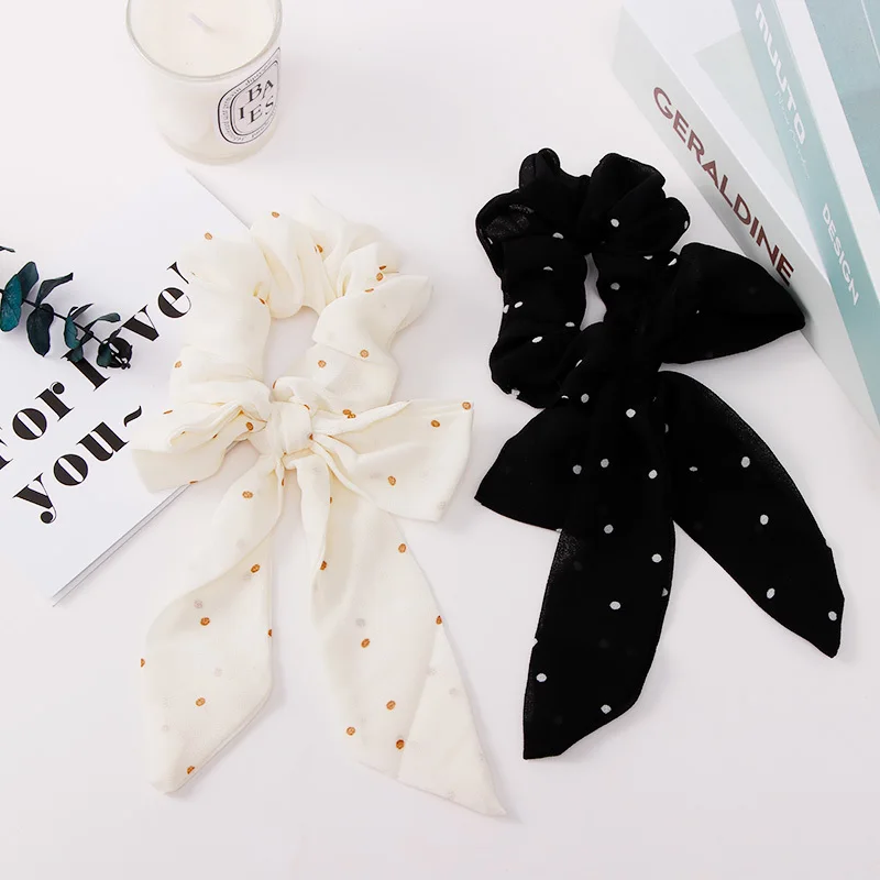 Женские резинки для волос в горошек элегантные фиксации конского хвоста модные