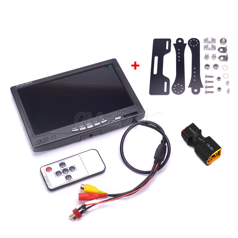 With Holder FPV 7 дюймов " монитор lcd TFT 1024x600 монитор ips экран без синего FPV дисплей фотография солнцезащитный козырек для наземной станции - Цвет: With Holder