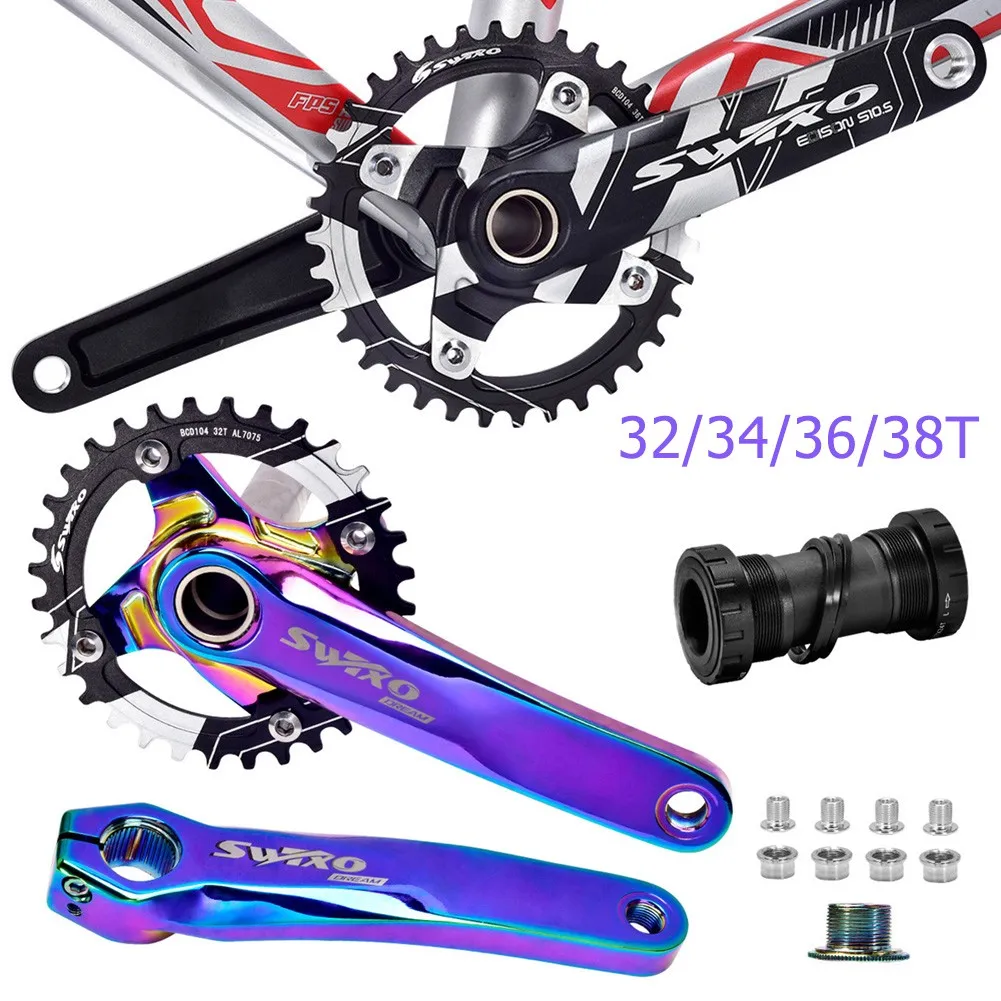 

MTB Bike Hollow Integrated Crank 32/34/36/38t 104bcd Chainring 170mm Cranksets Bicycle Chainwheel Modified Sprocket Crank