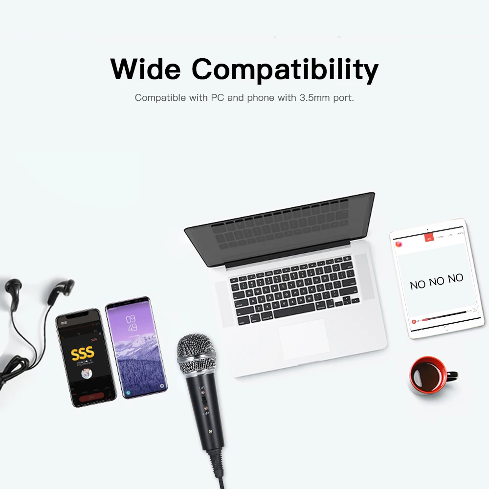 

Wired Condenser Microphone Audio 3.5mm Studio Mic Vocal Recording KTV Karaoke Mic with Stand for PC Phone Speech Meeting