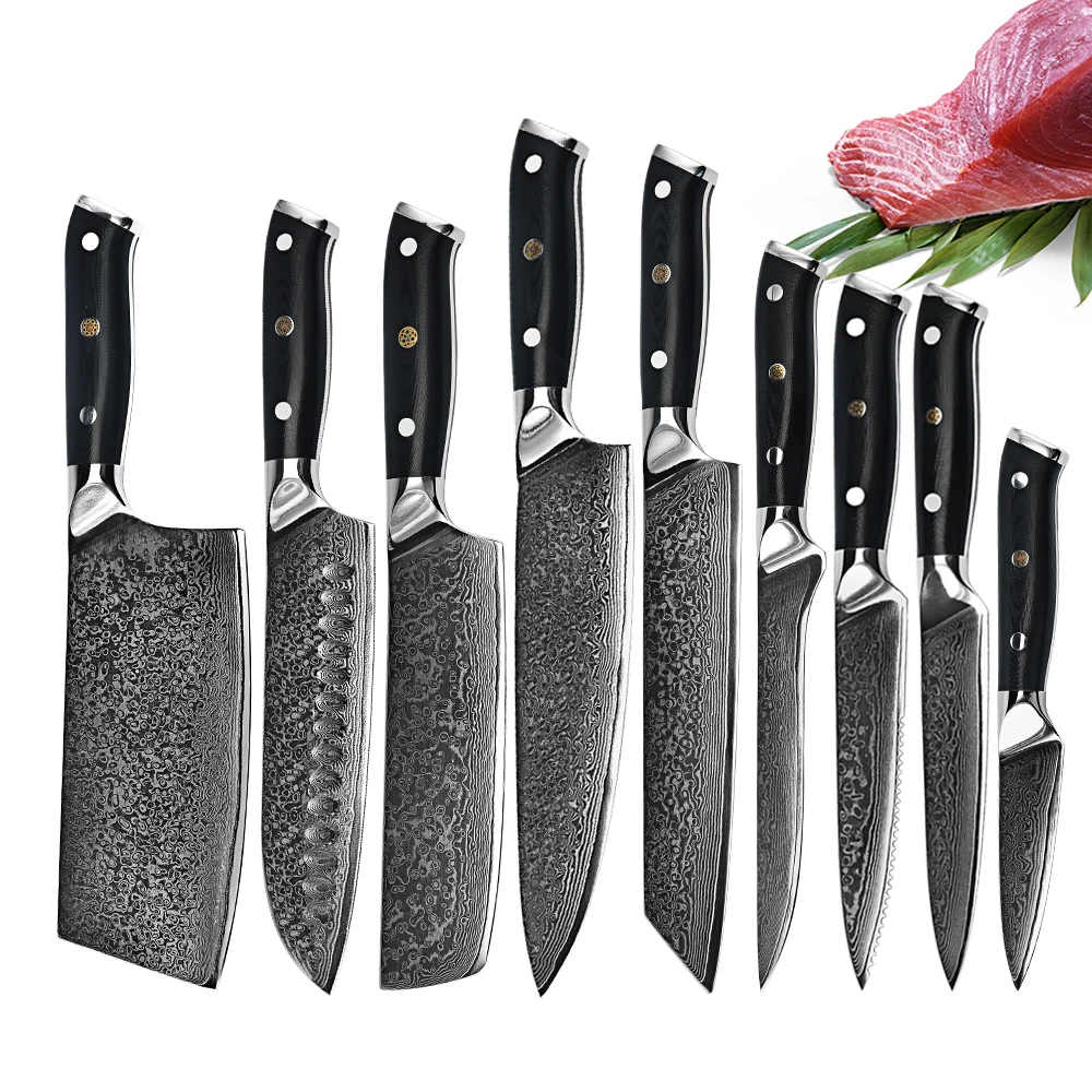 Оптовая продажа с фабрики дамасский поварской нож домашний кухонный острый