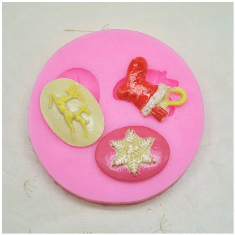 

1pc Christmas snowflake /tree /deer Christmas series elk silicone mold chocolate fondant baking cake mold gypsum diy soap mold