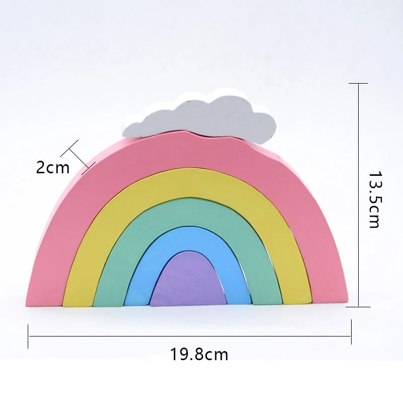 rainbows Деревянная кубическая, квадратная формы, развивающие игрушки, облачное здание, деревянный Радужный блок, ремесло для детей, Скандинавское украшение для детской комнаты, украшение для дома - Цвет: rainbows