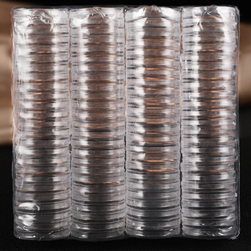 

100Pcs 34mm Coin Cases Capsules Holder Applied Clear Plastic Round Storage Boxes Sealed Against Moisture