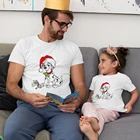 Футболка женская с коротким рукавом, мультяшный Семейный комплект, Рождественская футболка с пятнистыми собаками, модная рубашка, повседневный топ для мам и детей