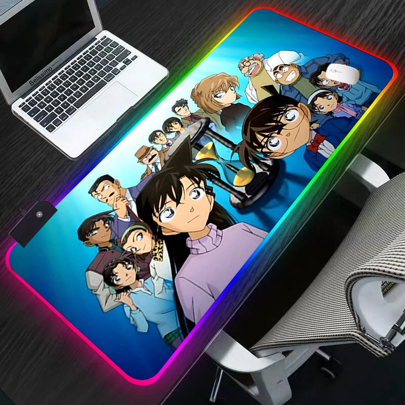 

Detective Conan Mouse Pad gaming accessories speed mini pc Gamer desk Mat Laptop Keyboard Table tapis souris RGB mousepad 90x40
