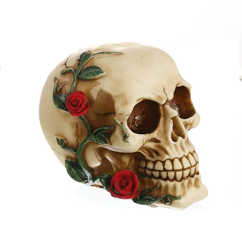 

Creative Halloween Table Decoration Scary Flower Skeleton Head Resin Figurine Home Decor Crafts