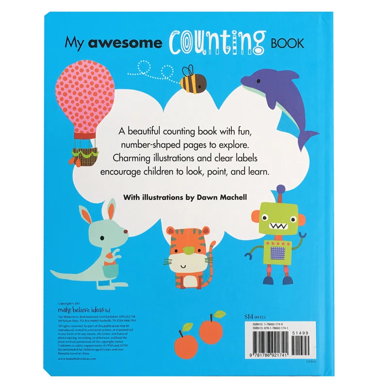 

My Awesome Counting Book English board Books Baby kids math learning educational book with number shaped pages
