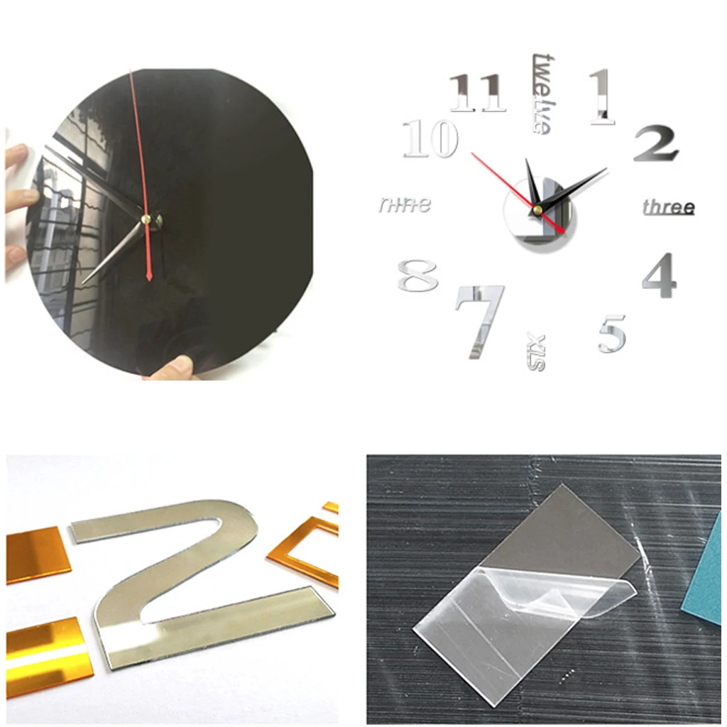 Новый 3D зеркальные настенные часы DIY большие наклейки аксессуары для гостиной