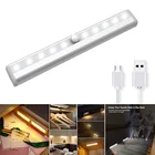10 светодиодный USB Перезаряжаемый кухонный светильник под шкафом датчик движения Беспроводной светодиодный светильник Бар Ночной светильник s для шкафаящикашкафа