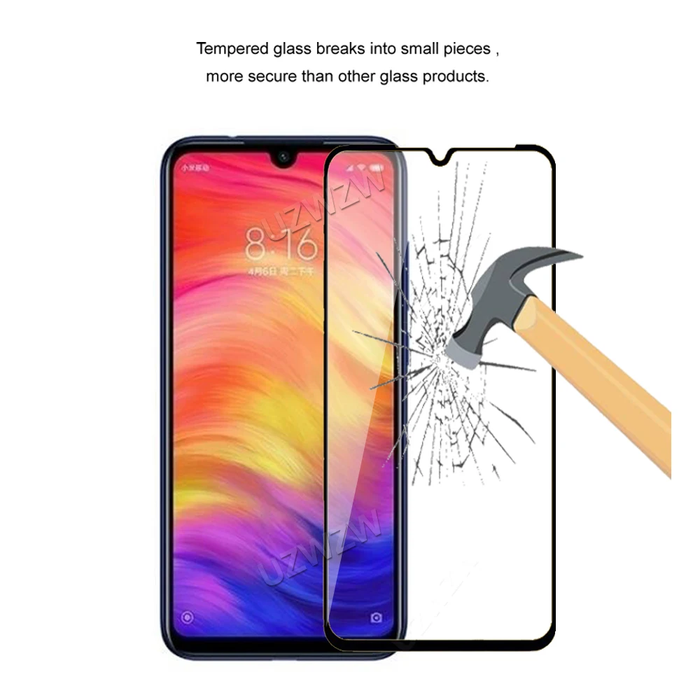 Для Xiaomi Redmi Note 7 / Pro 7s полное покрытие закаленное стекло Защита для экрана телефона