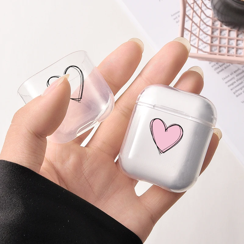 Прекрасный портативный чехол Airpods, беспроводное сердце, черная буква, зеленый круг, милый поп прозрачный защитный чехол для наушников