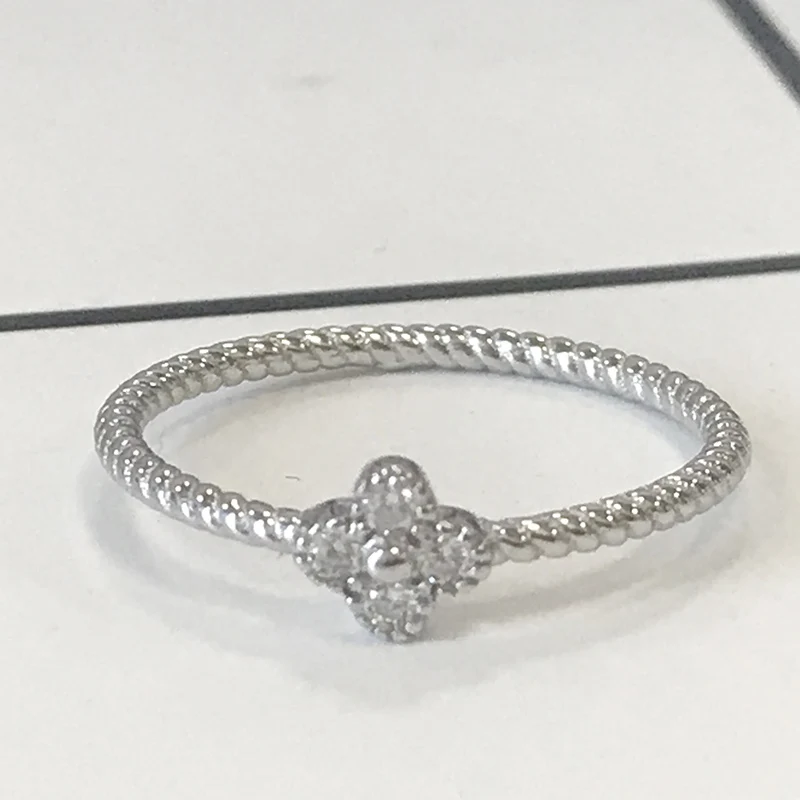 Женское кольцо из серебра 2020 пробы с четырьмя листьями|Кольца для помолвки| |