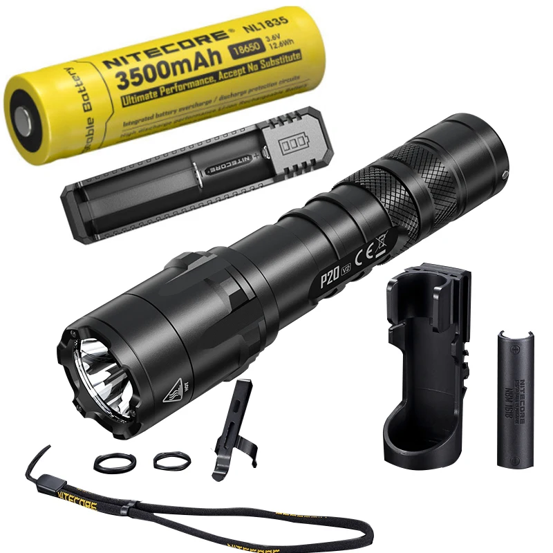 Тактический фонарь NITECORE P20 V2 Vision Высокопрочное освещение светодиодный V6 max 1100LM