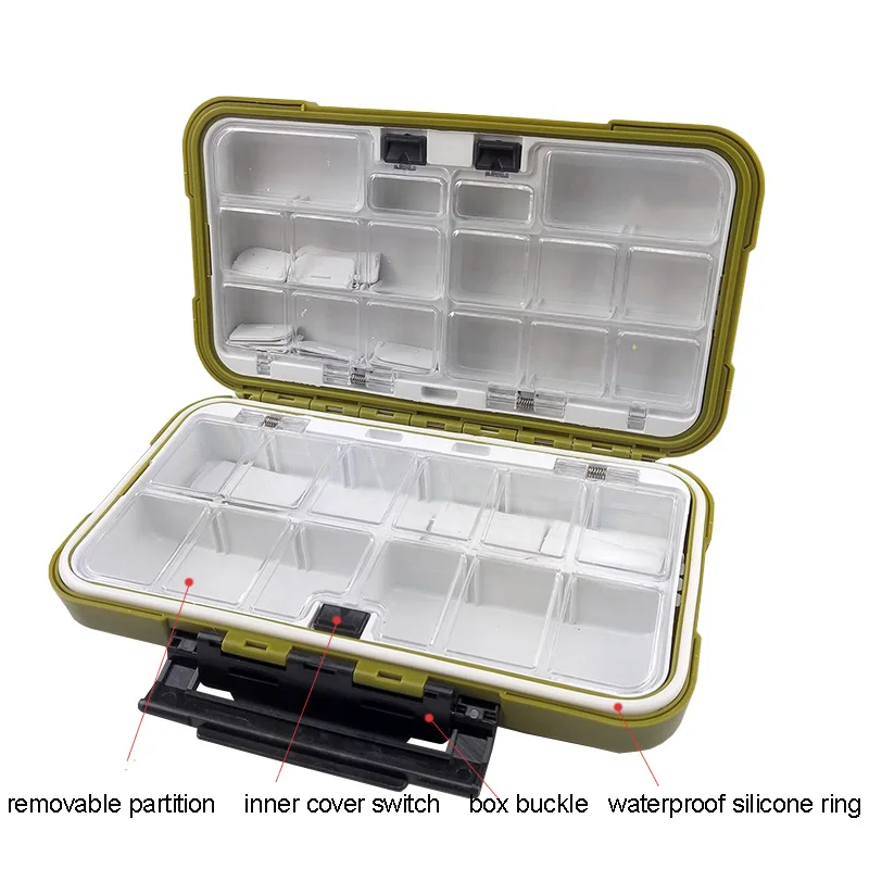 2022 Fishing Waterproof Fishing Tackle Box Double-Sided Opening and Closing Bait Box Multifunctional Hook and Bait Accessory Box