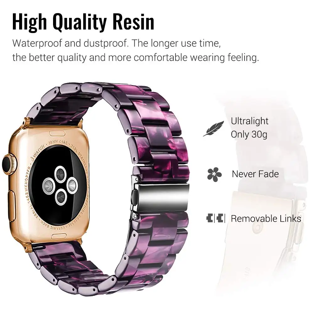 Ремешок из смолы для apple watch band 44 мм 38 iwatch 42 40 ремешок нержавеющей стали correa pulseira 5 4 3