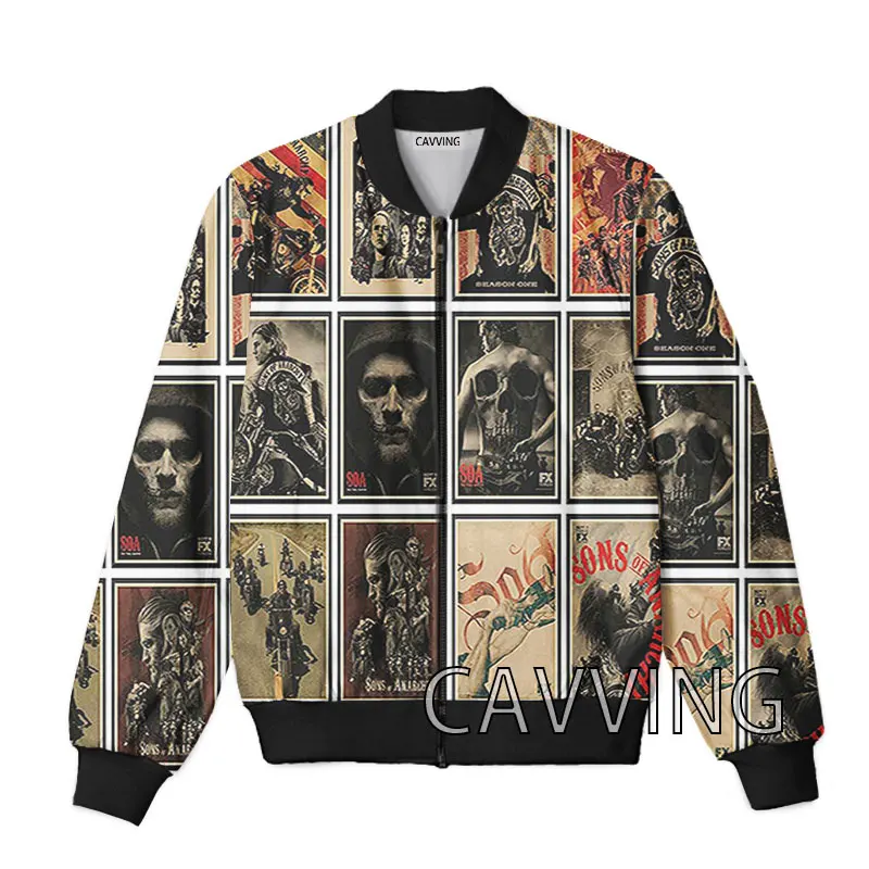 

New Fashion Women/Men's 3D Print Sons of Anarchy Zipper Bomber Jackets Men Overcoat Mens Coat Zip Up Jackets J02