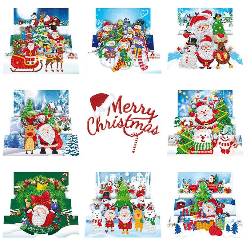 

Алмазная картина 5D "сделай сам", поздравительная открытка с рождеством, Санта-Клаусом, открытка, брелок, подарок на день рождения и Рождество